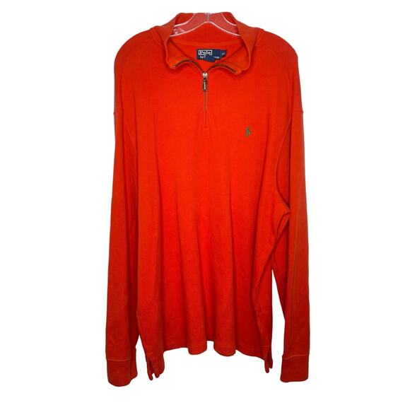 Polo by Ralph Lauren Mens Sweater Size XXL Orange 1/2 Zip Up Pullover Knit - Picture 1 of 16